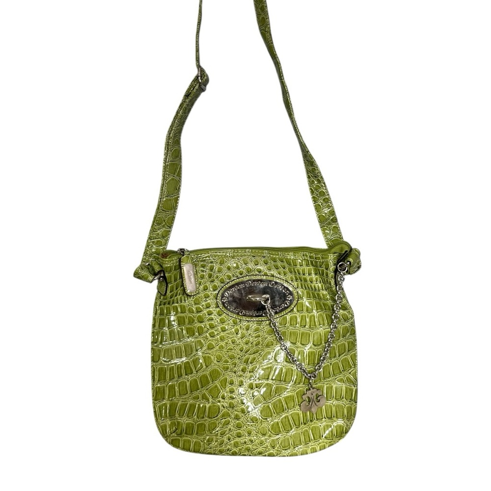 Vintage Dereon lime Green Croc-Embossed Crossbody Bag